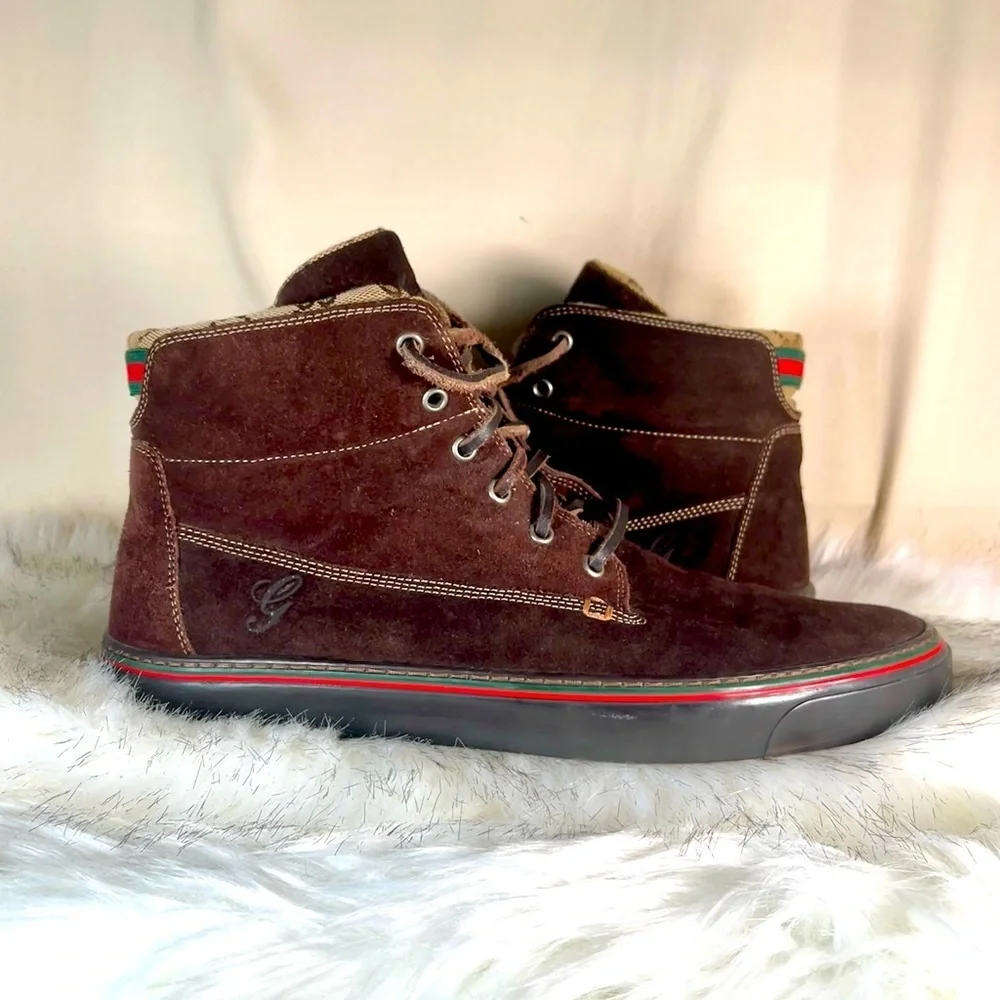 Gucci Softy Tek GG Monogram Fold Down Ankle High-Top Sneaker Boots